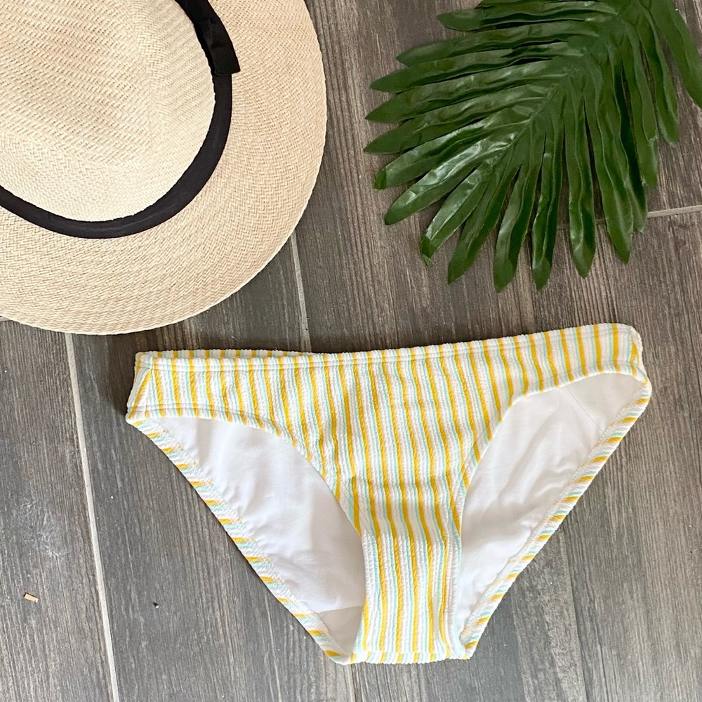 Xhilaration Yellow Striped Cheeky Swim Bottom S